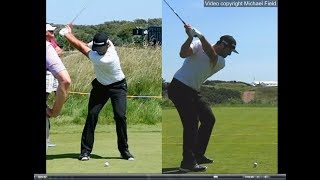 Jon Rahm golf swing  Long Iron faceon amp downtheline July 2017 [upl. by Azeel]