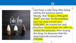 How to apply misrepresentation Liam cupcake scenario [upl. by Ihpen]