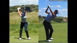 Justin Thomas golf swing  Long Iron faceon amp downtheline July 2017 [upl. by Gievlos]